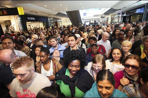 Crowds waiting for the John Lewis store to open